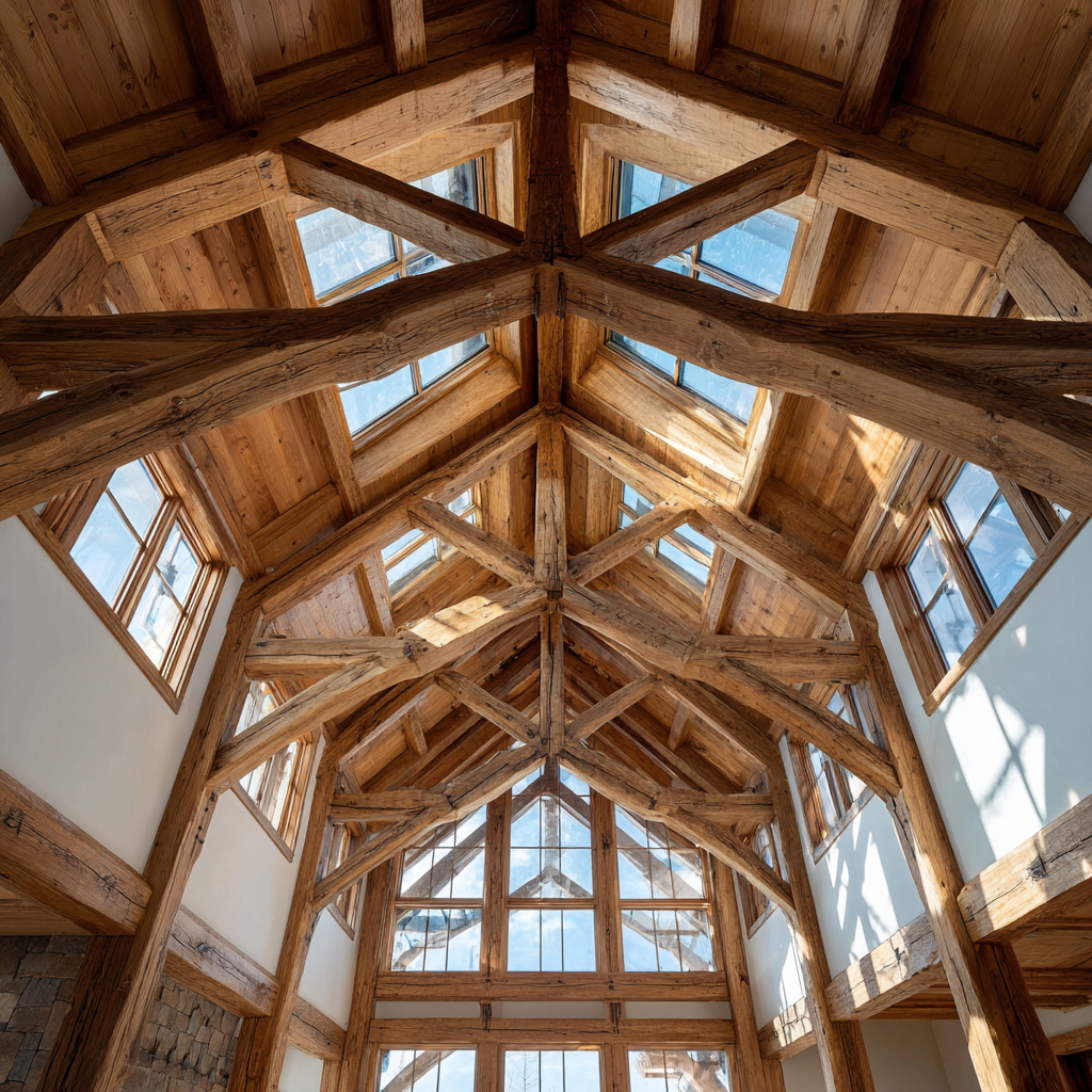 Home custom architectural wood framing interior